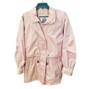 Fleet Street full zip trench coat style windbreaker jacket SZ L pink shimmer